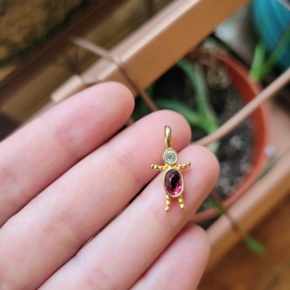 Vintage Pink Purple Birthstone Boy Crystal Charm Pendant - Picture 5 of 8